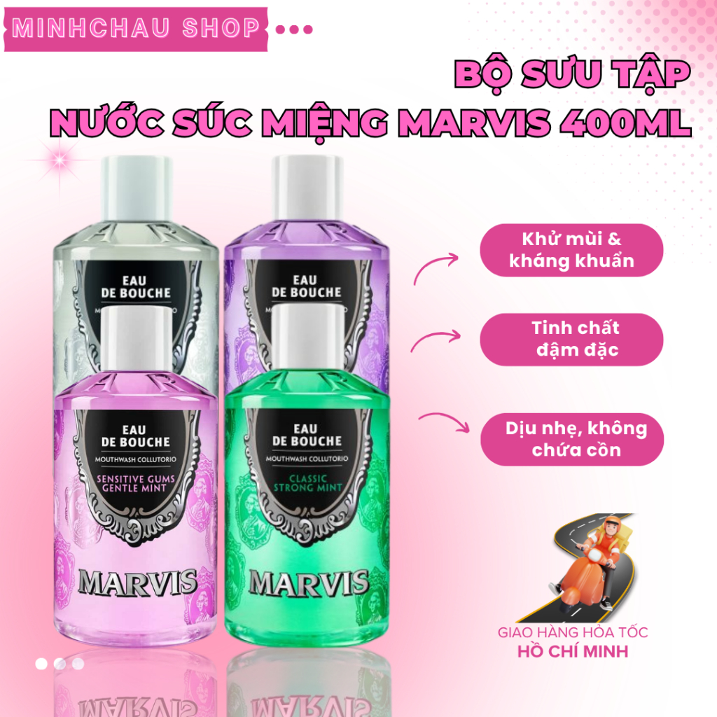 (Marvis chính hãng) Nước Súc Miệng Marvis 400ml Bổ Sung Men Vi Sinh, Ngăn Ngừa Hôi Miệng