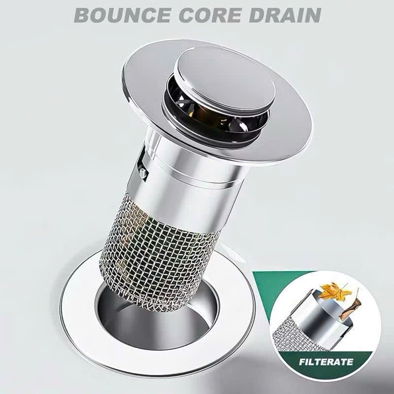 Nút Chặn Thoát Nước, Ngăn Mùi & Lọc Rác Bồn Rửa Mặt, Nắp Ấn Xả Đồng Lavabo Thay Thế 2in1, Lắp Đặt Dễ Dàng