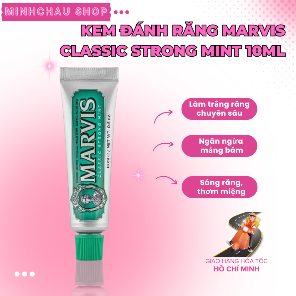 [Quà Tặng Không Bán] Marvis Classic Strong Mint Toothpaste 10ml bản trải nghiệm không hộp
