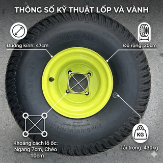 Bánh xe 20-8.00-8 Bánh hơi không ruột, bánh xe Mỹ - tải trọng cao (2 bánh)
