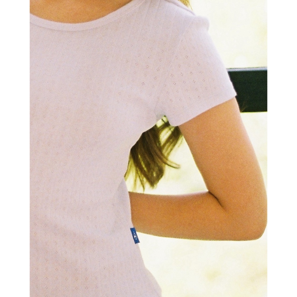 TheBlueTshirt - Áo thun nữ 100% Cotton Pointelle chất liệu vải em bé ôm dáng - Hailey Pointelle - Women