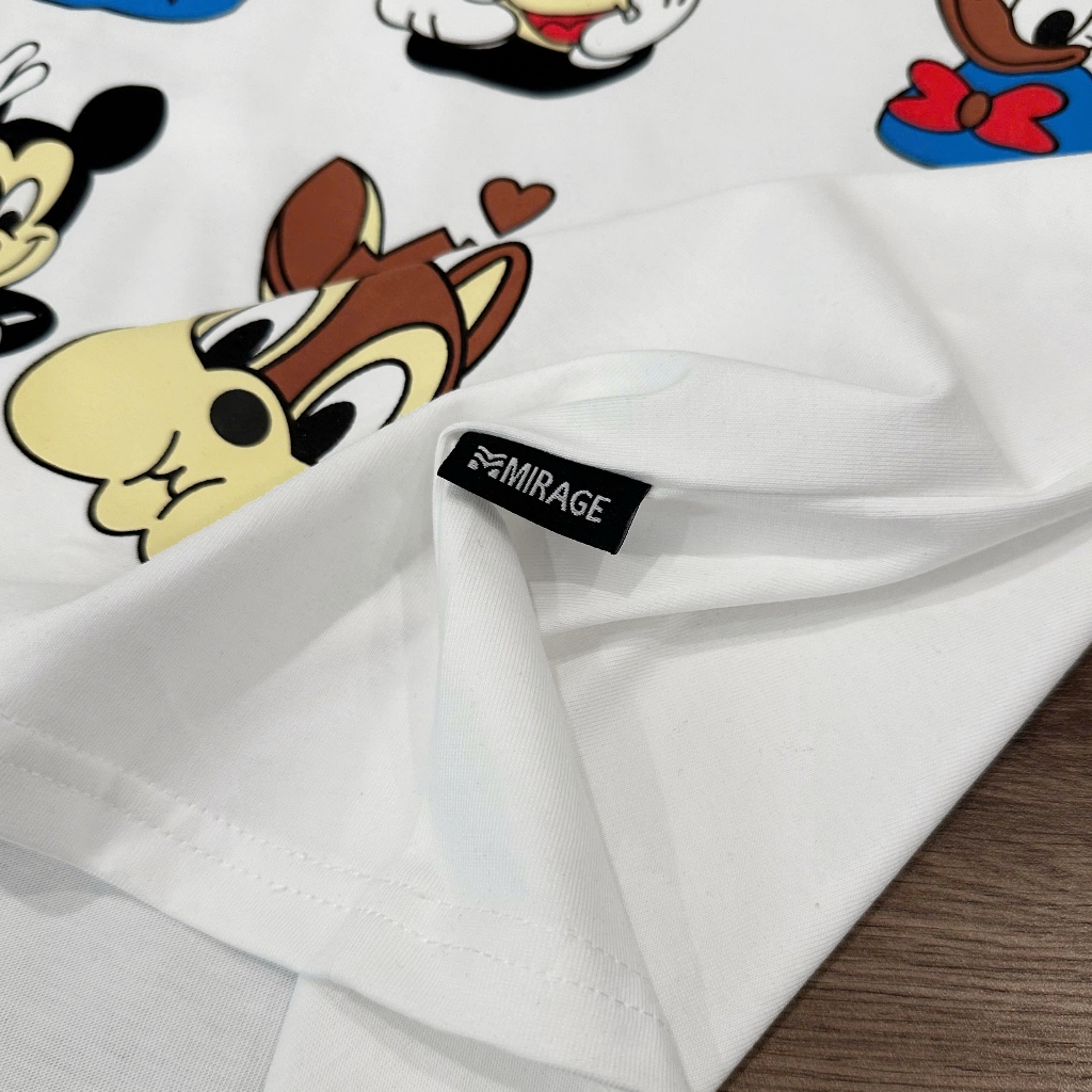 Áo Thun Mirage Hoạt Hình Màu Trắng Chất 100% Cotton Mềm Mịn Thoáng Mát.