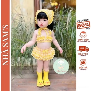 Bikini bé gái họa tiết sọc kẻ vàng – Set đồ bơi cho bé đi biển, đi chơi siêu xinh, dễ thương, đồ bơi bé gái