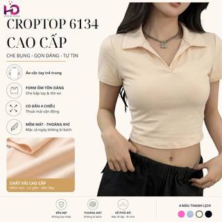 Crop top model 6134 - Áo Croptop 6134 Tuấn HD, Chất Thun Poly Co Giãn, Cổ V Sang Trọng Thoải Mái