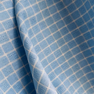 Vải Linen Bột Xanh Biển Dệt Ô Caro Mềm Rũ Khổ 1m40