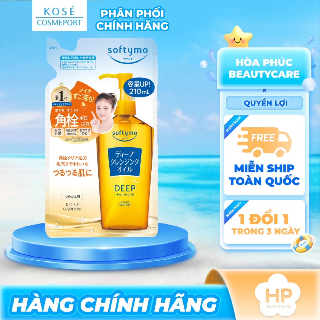 Dầu Tẩy Trang Giúp Làm Sạch Sâu Kosé Softymo Deep Cleansing Oil (Túi Refill 210mL)