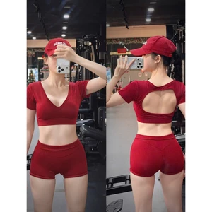 MIDORI SPORT - ÁO CROPTOP TAY NGẮN CỔ TIM CT7 - POLLY THUN LẠNH - KÈM MÚT RỜI - THÍCH HỢP ĐI TẬP GYM , YOGA , AEROBIC