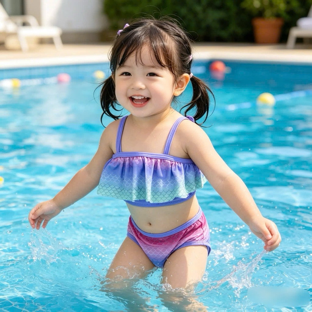 Set đồ bơi bé gái form bé Boi02 xuất dư xịn từ 6 tháng - 8 tuổi chống nắng UPF cao cấp