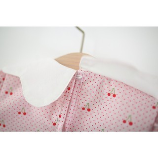 Váy bé gái dáng chữ A cổ hoa thêu quả cherry xinh xắn vải mỏng mặc đi chơi đi học D1331 Bí Ngô Nhỏ