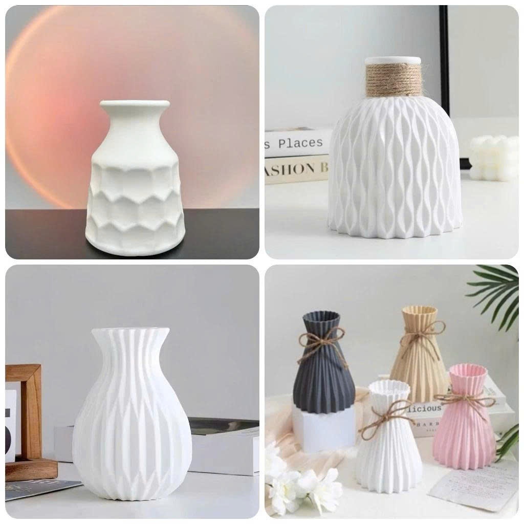 Lọ hoa nhựa dáng Origami giả gốm nhiều mẫu decor bàn làm việc, văn phòng