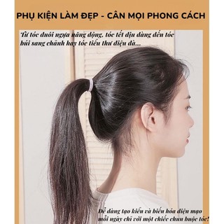 Hộp 100 Dây Buộc Tóc Hàn Quốc Co Giãn Mềm – Thun Cột Tóc Nữ Basic Không Đau Tóc, Không Gãy Rụng