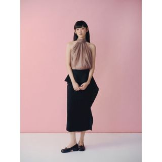 Chân váy OLV midi xếp tầng đen thanh lịch Black Layered Midi Skirt