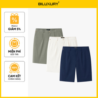 [T7_SALE 20%_HT] Quần Short Kaki Nam 1QNKT603 Biluxury Co Giãn Đàn Hồi Quần Kaki Ngố Giữ Form