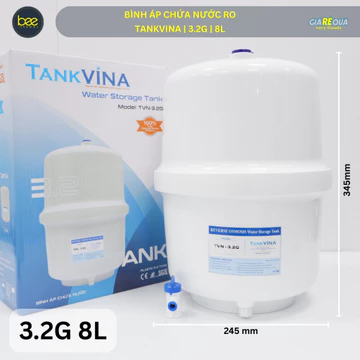 Bình áp máy lọc nước RO TankVINA 3.2G (8L), kèm van, cho máy lọc nước RO
