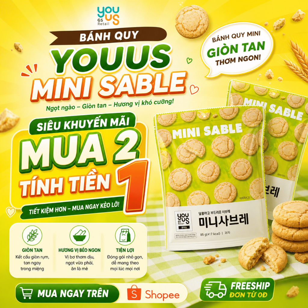 [HSD 28/05/2026]Bánh Quy Youus Mini Sable | Shopee Việt Nam