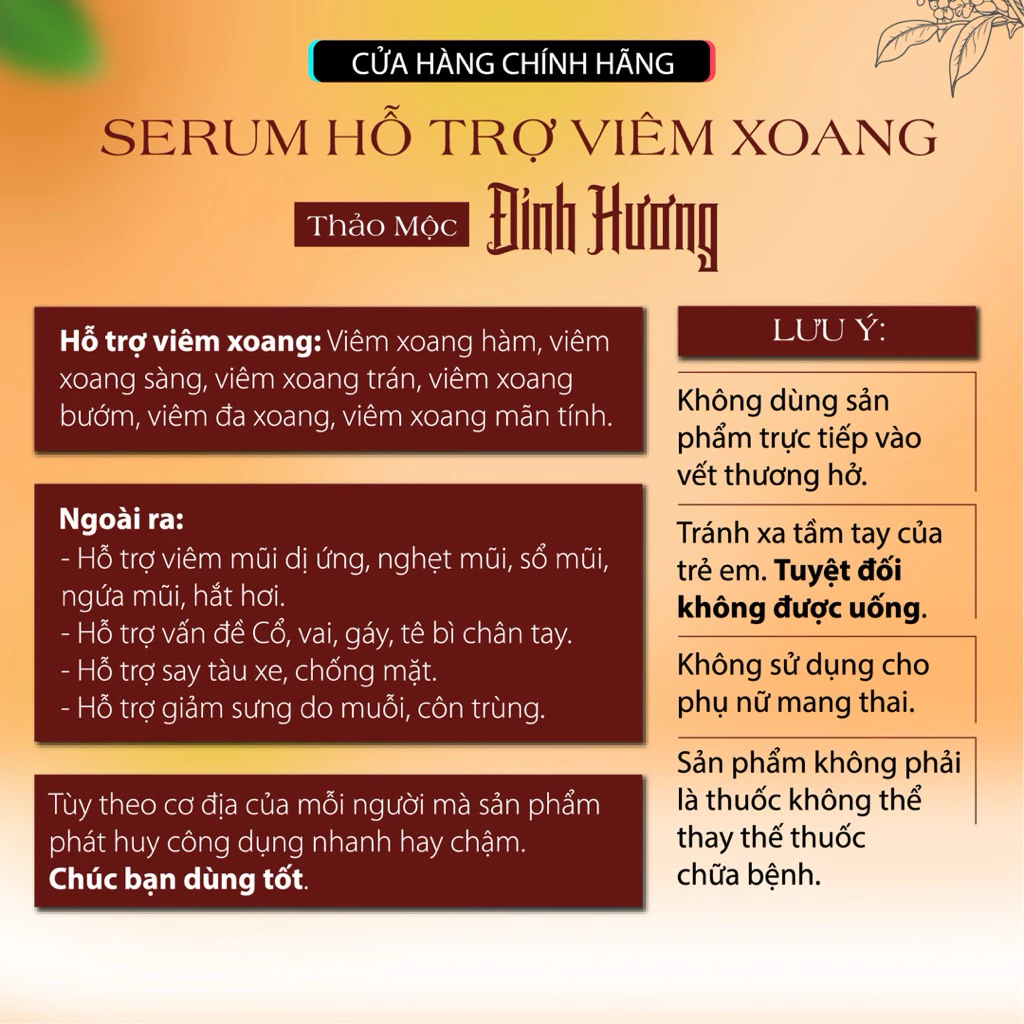 Serum Hỗ Trợ Viêm Xoang– Hỗ Trợ Viêm Xoang, Nghẹt Mũi, Viêm Mũi Dị Ứng, Đau Nhức Đầu, Nhức Cánh Mũi Chóng Mặt-6ml