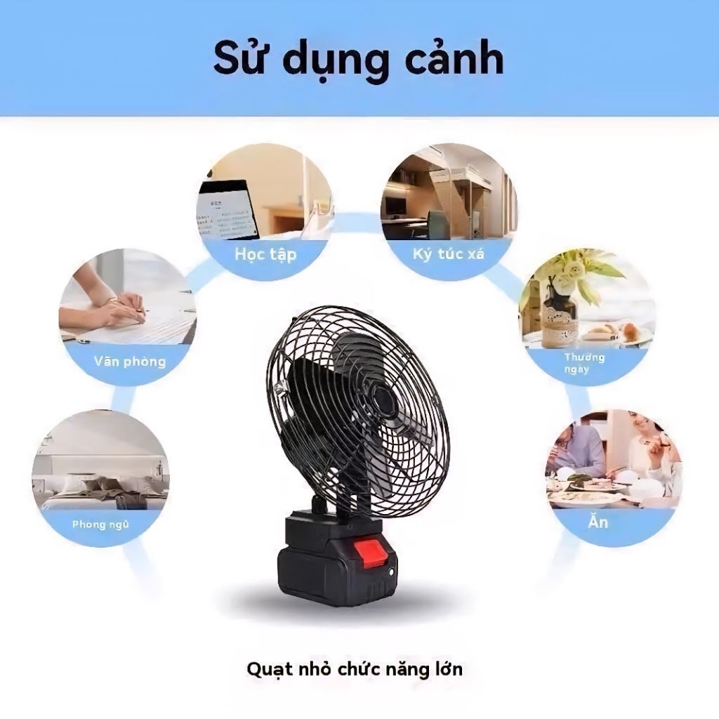 [Quà Tặng] + Quạt Tích Điện Lồng Sắt Pin MAKITA, Sử Dụng 4-10h, Làm Mát Cực Nhanh Dùng Được Cho Mọi Trường Hợp