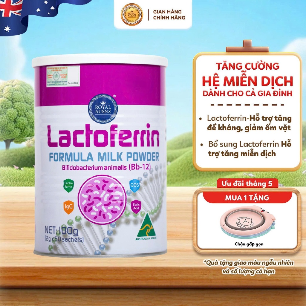 Sữa Bột Hoàng Gia Úc Lactoferrin Formula Milk BB-12 ROYAL AUSNZ Hỗ Trợ Tăng Cường Hệ Miễn Dịch Cho Trẻ 100g