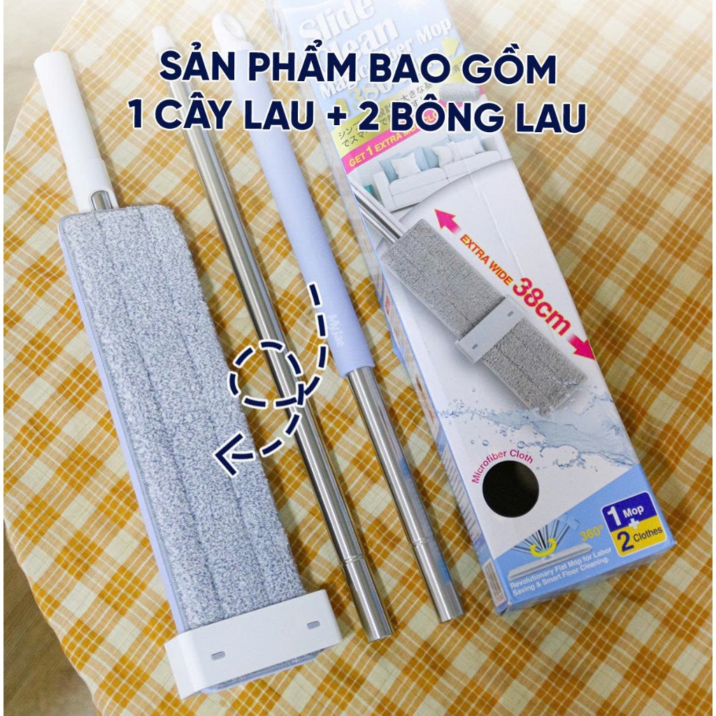 Cây lau nhà MyJae sợi Microfiber lau sạch nhanh 38 cm