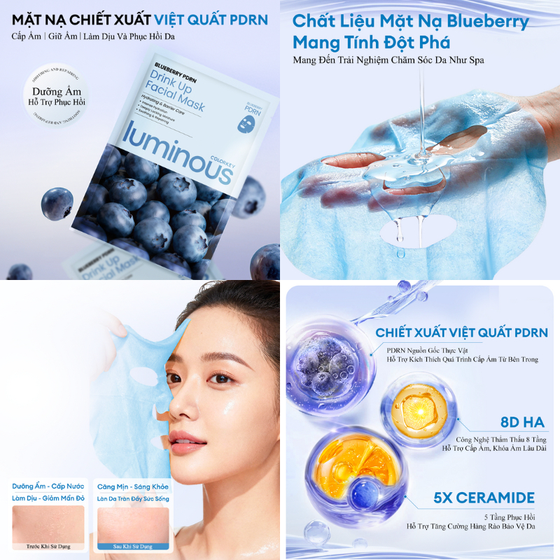 Mặt Nạ Colorkey Luminious PDRN 25ml Hỗ trợ phục hồi giúp da căng bóng