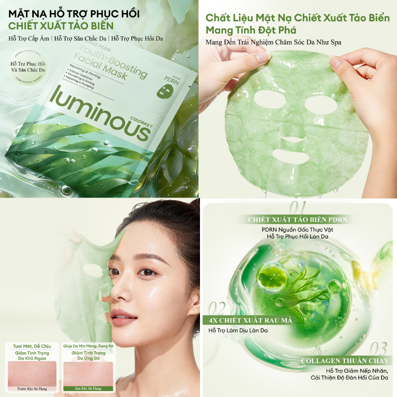 Mặt Nạ Colorkey Luminious PDRN 25ml Hỗ trợ phục hồi giúp da căng bóng