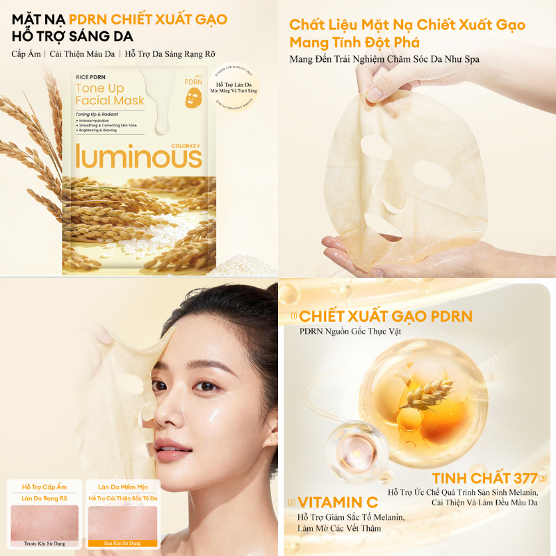 Mặt Nạ Colorkey Luminious PDRN 25ml Hỗ trợ phục hồi giúp da căng bóng