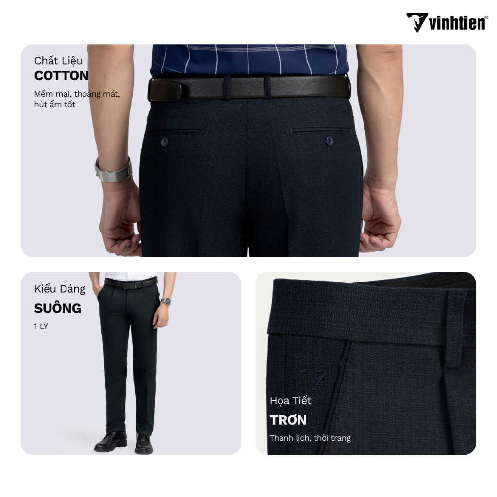 Quần Tây Nam Công Sở 1ly Classic Form Suông Vĩnh Tiến 499 - Nhiều Màu