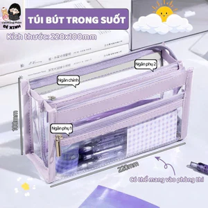 Túi Bút Trong Suốt Nhiều Ngăn – Túi Đựng Bút Dễ Thương, Đơn Giản, Dung Tích Lớn Cho Học Sinh