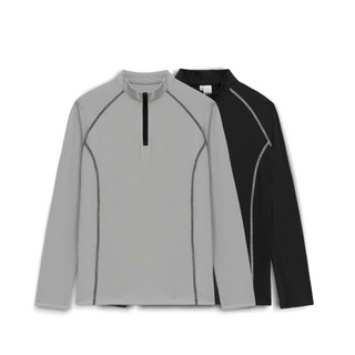 Áo Thun Dài Tay Nam Cổ Trụ Kéo Khóa Mềm Mịn, Co Giãn 4 Chiều Áo Tập Gym, Chạy Bộ, Áo Bơi