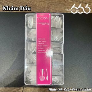 Tip Úp Móng VICOVI Form Hạt Gạo Dài Nhám Đầu  –  480pcs, Full Size 0–9, Tip Úp Gel Cao Cấp Chuẩn Salon THEGIOINAIL666