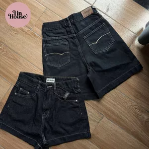 Quần Short/Ngố Nữ Màu Xám Thêu Túi Sau – Quần Short Jean Lưng Cao Form Đẹp, Cá Tính Dễ Phối Đồ