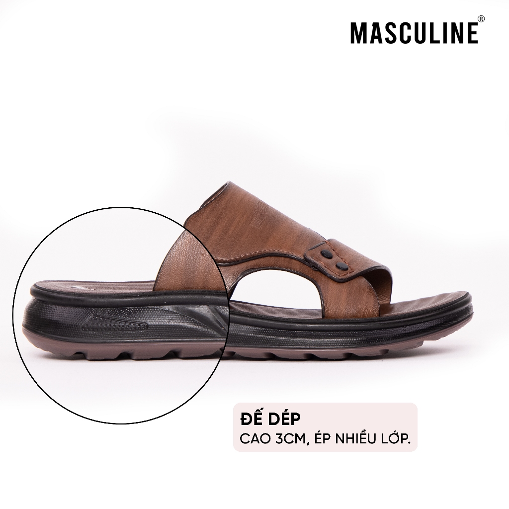 Dép nam MASCULINE MDL611 quai chéo da Microfiber cao cấp đế PU êm nhẹ chống trượt