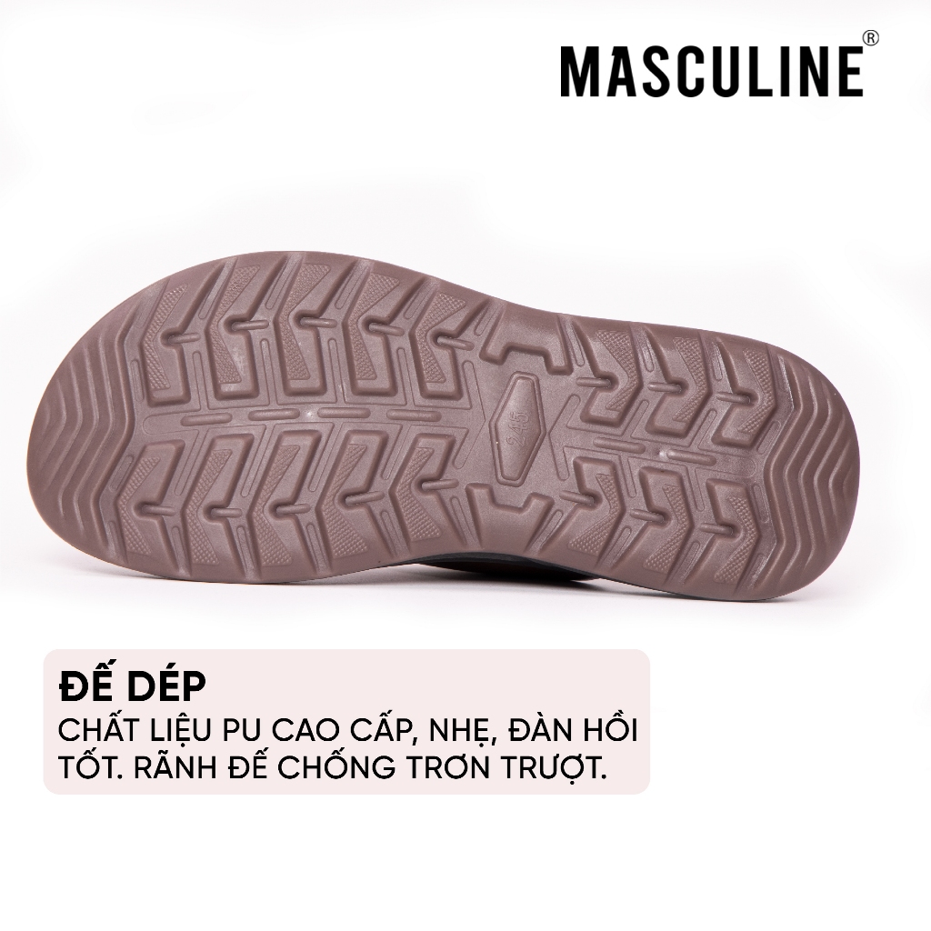 Dép nam MASCULINE MDL611 quai chéo da Microfiber cao cấp đế PU êm nhẹ chống trượt