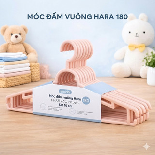 Móc áo đầm vuông Inochi - Hara 180( set 10 chiếc) màu Trắng ngọc/Trắng kem/ Ghi sữa/Hồng nhạt/Xanh