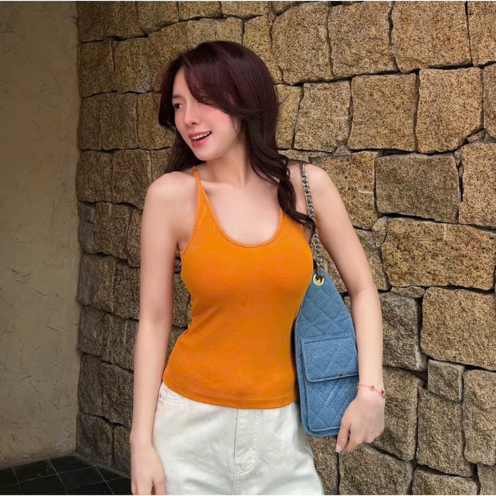 [CÓ MÚT] Áo 2 Dây Cổ U Có Đệm Cao Su Thoáng Khí - Chất Liệu Cotton Rib Hàn Co Giãn Thoải Mái, Form Ôm Body Tôn Dáng A012