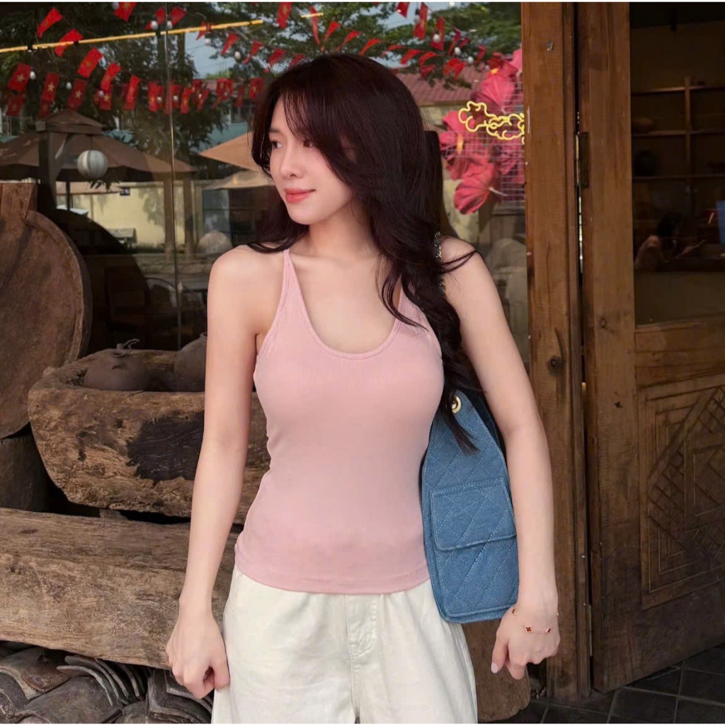 [CÓ MÚT] Áo 2 Dây Cổ U Có Đệm Cao Su Thoáng Khí - Chất Liệu Cotton Rib Hàn Co Giãn Thoải Mái, Form Ôm Body Tôn Dáng A012