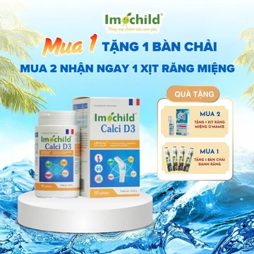[CÓ QUÀ] imochild Calci D3, Canxi sinh học dạng viên cho trẻ từ 6 tuổi ,Canxi cho bà bầu Hộp 60 viên