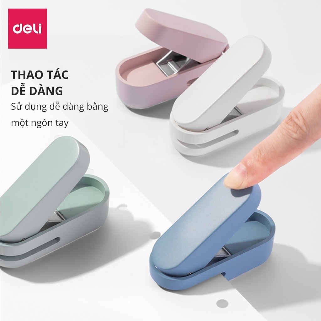 Bấm Đục Lỗ Giấy Mini Deli Cầm Tay Tiện Lợi – Máy Đục Lỗ Để Bàn / Đục Lỗ Sổ Còng, Dụng Cụ Bấm Lỗ Giấy Văn Phòng