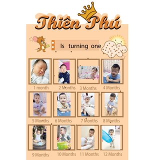 BẢNG THÔNG TIN/ BẢNG ẢNH  12 THÁNG  CHO BÉ TRAI BÉ GÁI TRANG TRÍ SINH NHẬT (Thiết kế riêng) YẾN NHI SHOP