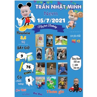 BẢNG THÔNG TIN/ BẢNG ẢNH  12 THÁNG  CHO BÉ TRAI BÉ GÁI TRANG TRÍ SINH NHẬT (Thiết kế riêng) YẾN NHI SHOP