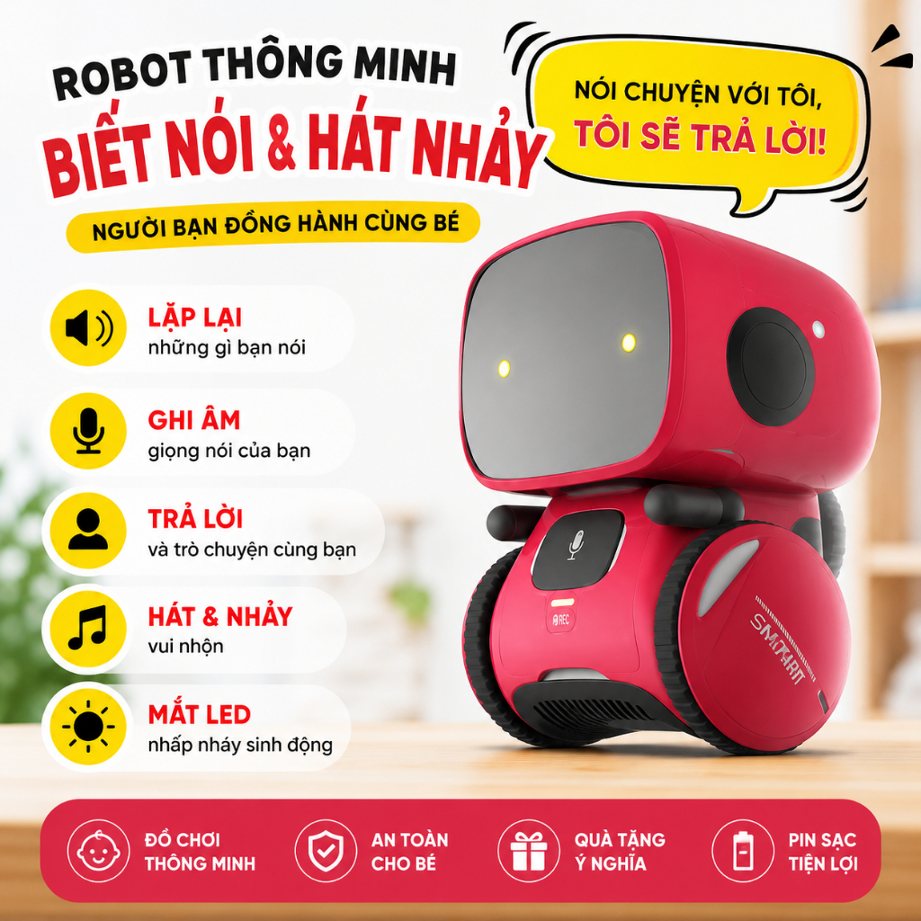 Đồ chơi robot nhảy múa siêu hay trò chuyện tương tác thông minh cảm ứng chạm nhạy bén phát triển trí tuệ làm quà tặng