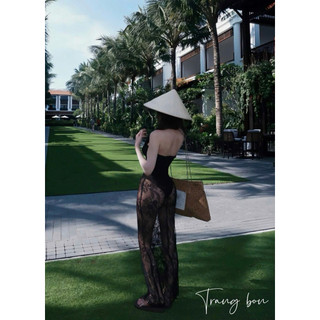 Váy bikini quây cup phối chân ren dáng dài mặc đi biển