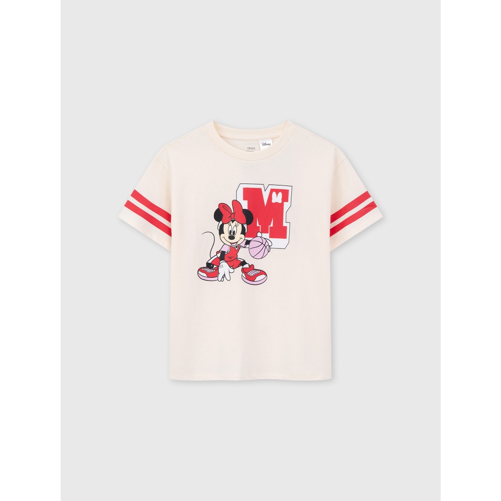 Áo phông bé gái CANIFA áo thun cotton USA cộc tay in hình Mickey 1TS26S013
