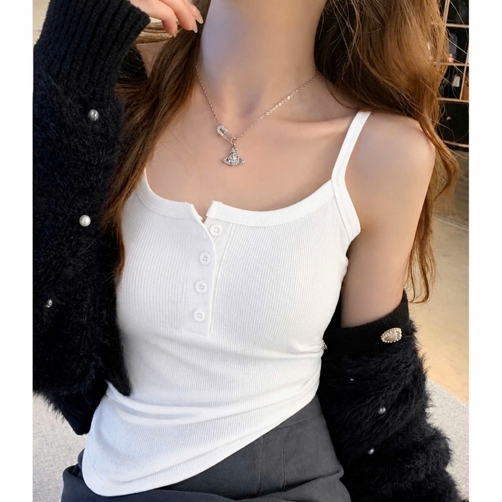Áo Thun Kiểu Croptop 2 Dây Bigsize Nữ 50-95kg Có Nút Gài Chất Vải Gân Tăm Mềm Mại Thoải Mái G171