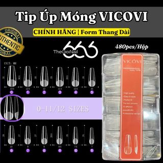 Tip Úp Móng VICOVI Form Thang Dài / Thang Dài Bo Đầu Nhám Sẵn  – Full Size 0–9, Tip Úp Gel Cao Cấp THEGIOINAIL666