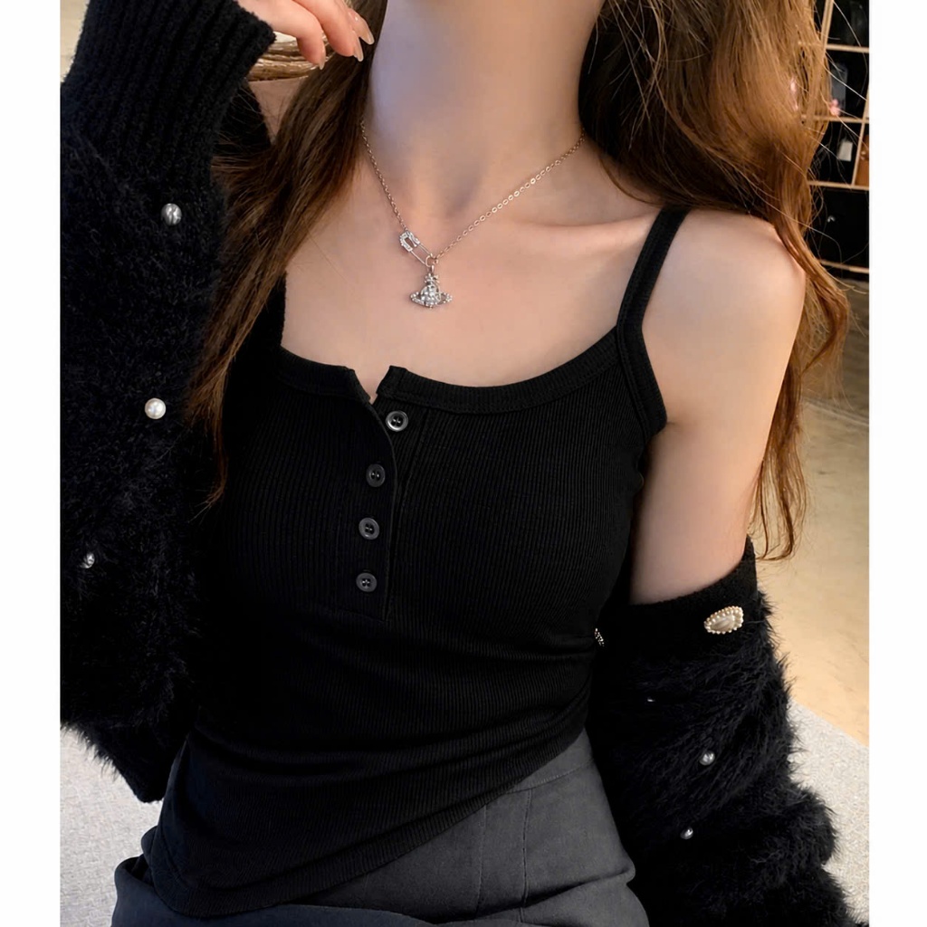 Áo Thun Kiểu Croptop 2 Dây Bigsize Nữ 50-95kg Có Nút Gài Chất Vải Gân Tăm Mềm Mại Thoải Mái G171