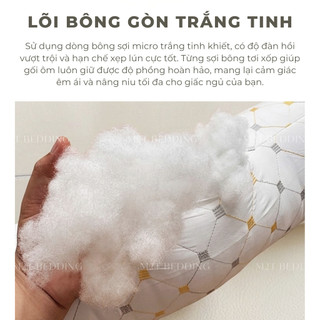 Gối ôm chần trám lõi bông gòn trắng tinh khiết M2T BEDDING kích thước 35x100cm