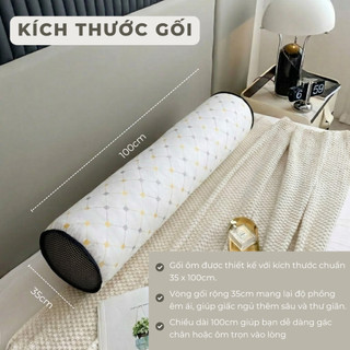 Gối ôm chần trám lõi bông gòn trắng tinh khiết M2T BEDDING kích thước 35x100cm