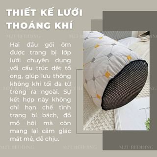 Gối ôm chần trám lõi bông gòn trắng tinh khiết M2T BEDDING kích thước 35x100cm