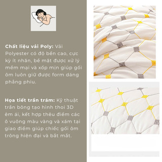Gối ôm chần trám lõi bông gòn trắng tinh khiết M2T BEDDING kích thước 35x100cm